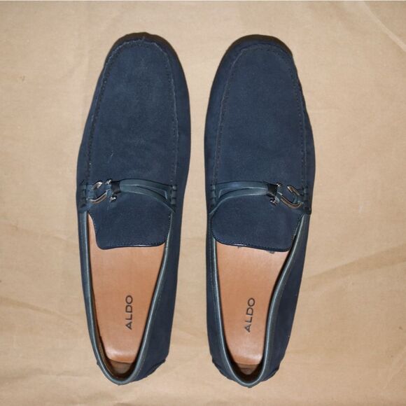 ALDO Navy Blue Suede Bit Loafers Driving Moccasins Men’s Size 12 / 45